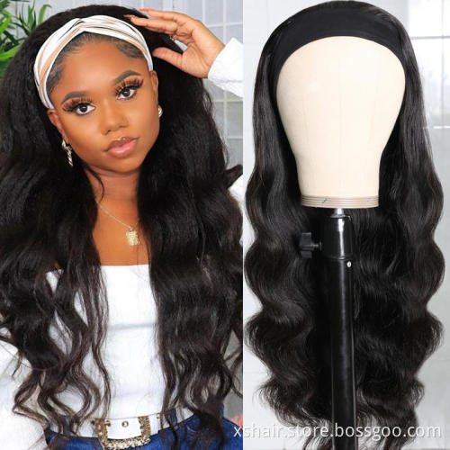 150% Wholesale Headband Wig Human Hair For Black Women, Remy Human Hair Headband Wig,Headband Kinky Ponytail Human Hair Wig